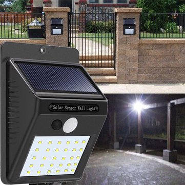 Solar Power 30 LED PIR Motion Sensor Wall Light Waterproof Outdoor Path Yard Garden Security Lamp