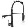 SULEVE Spring Kitchen Sink Faucet Modern Single Handle With Pull Down Sprayer  Hot Cold Water Mixer Faucet Black