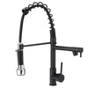 SULEVE Spring Kitchen Sink Faucet Modern Single Handle With Pull Down Sprayer  Hot Cold Water Mixer Faucet Black